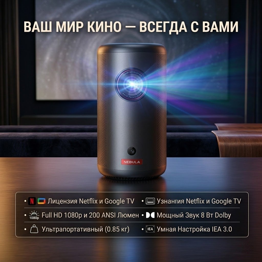 Проектор NEBULA Capsule 3 Google tv D2425 черный купить,354683