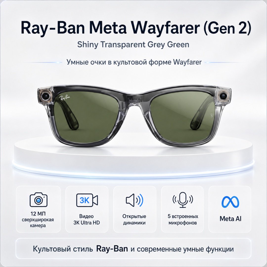Смарт-очки Meta Wayfarer (Gen 2) прозрачный купить,NaN
