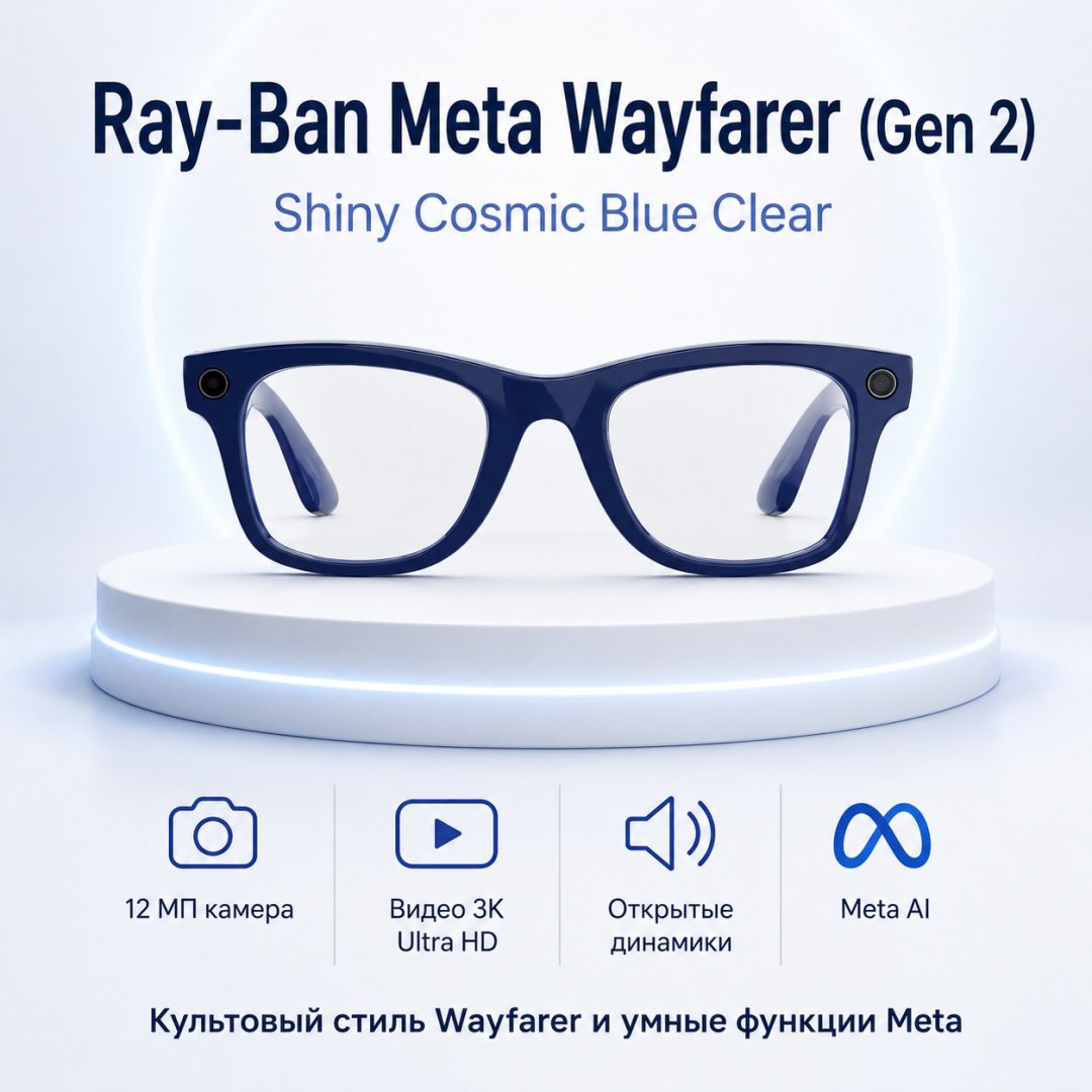 Смарт-очки Meta Wayfarer (Gen 2) синий купить,NaN
