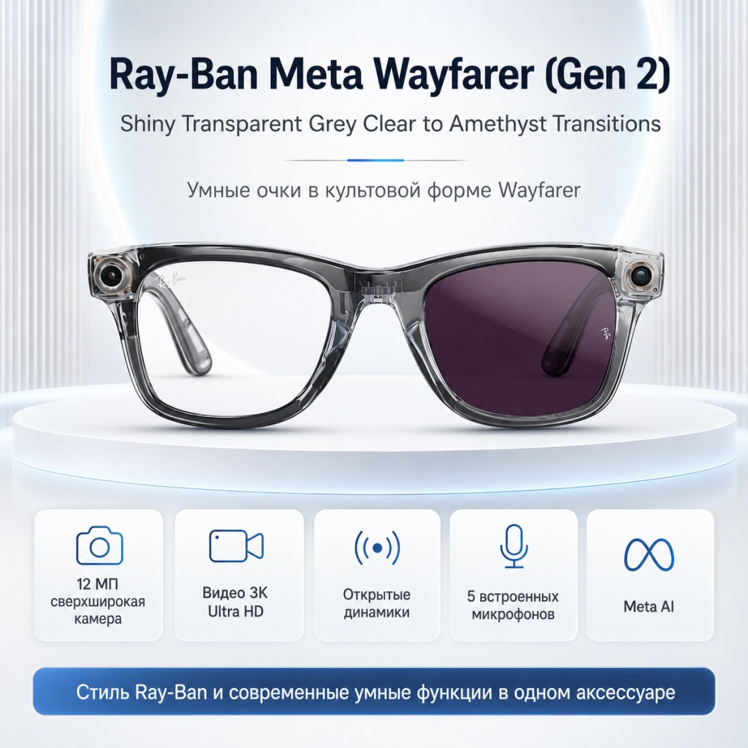 Смарт-очки Meta Wayfarer (Gen 2) прозрачный купить,NaN