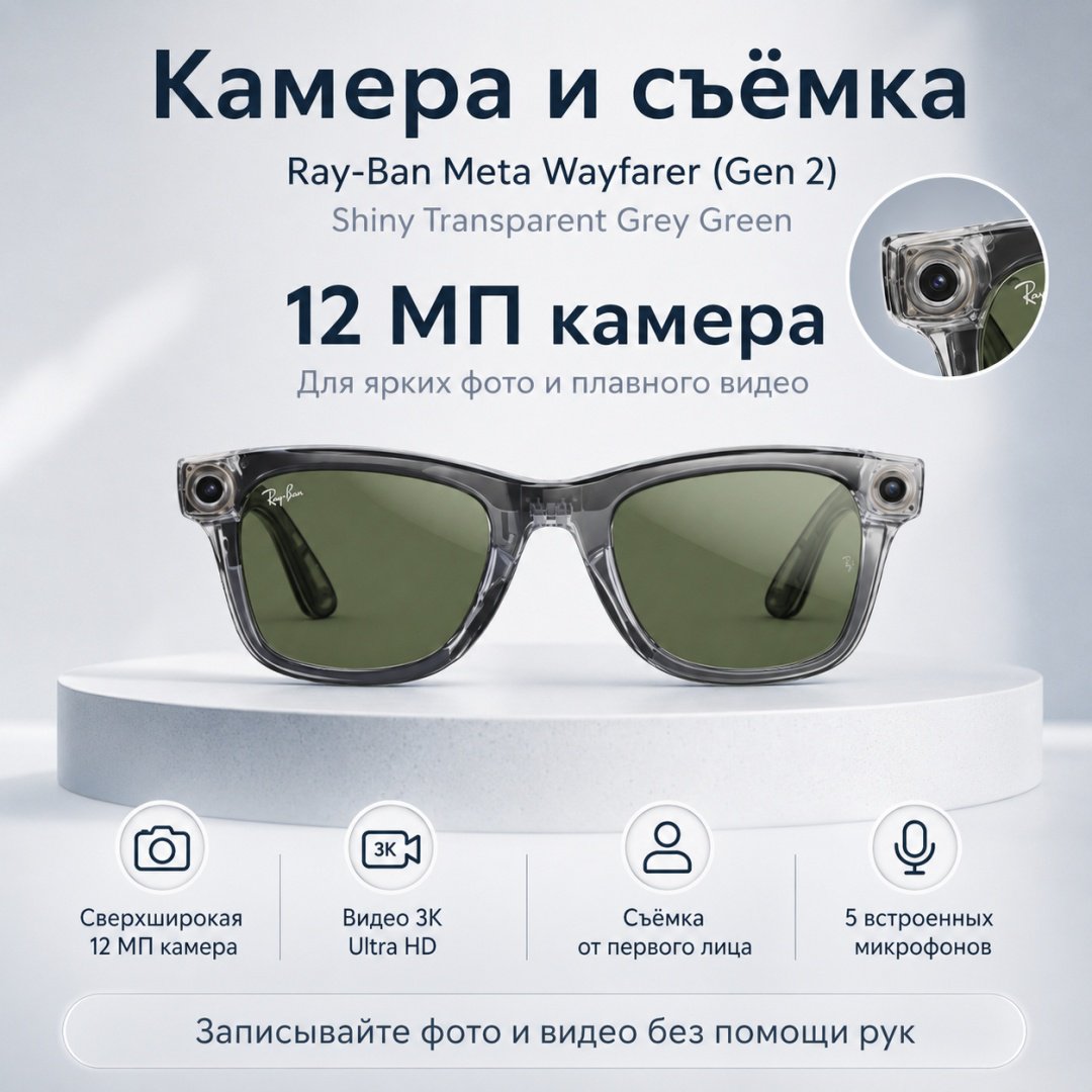 Смарт-очки Meta Wayfarer (Gen 2) прозрачный купить,NaN