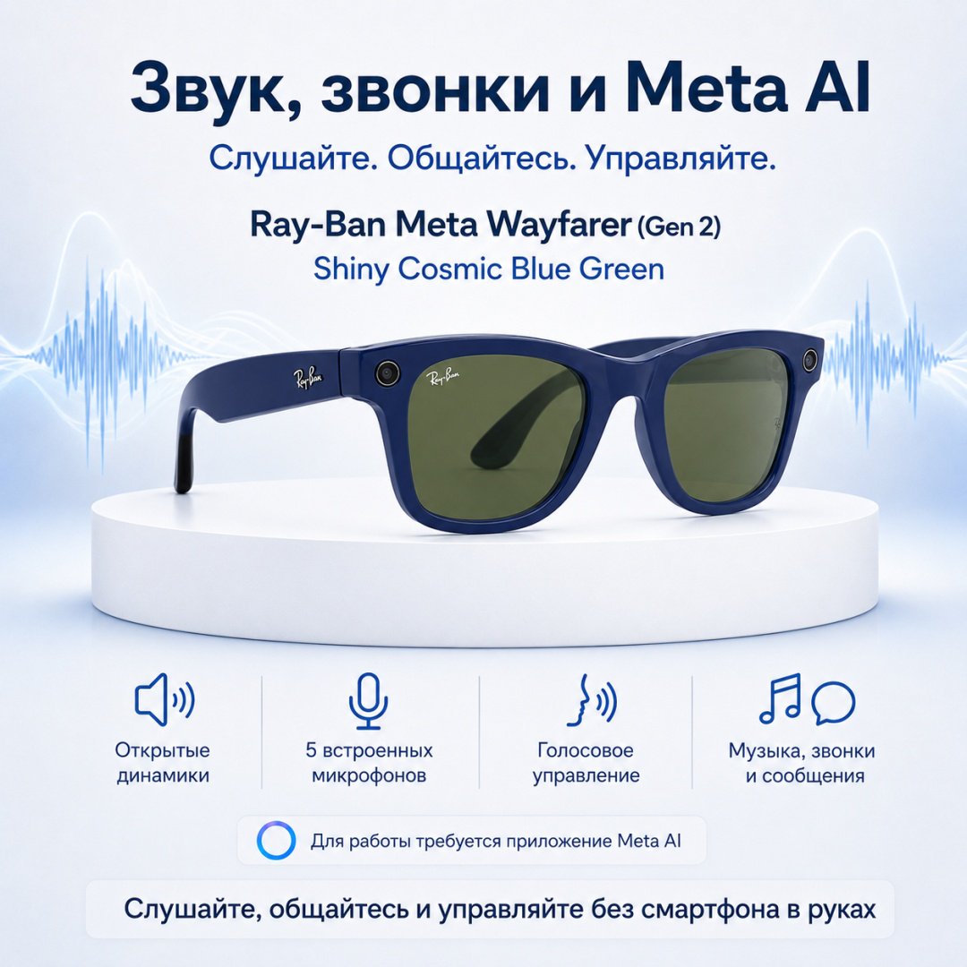 Смарт-очки Meta Wayfarer (Gen 2) синий купить,NaN