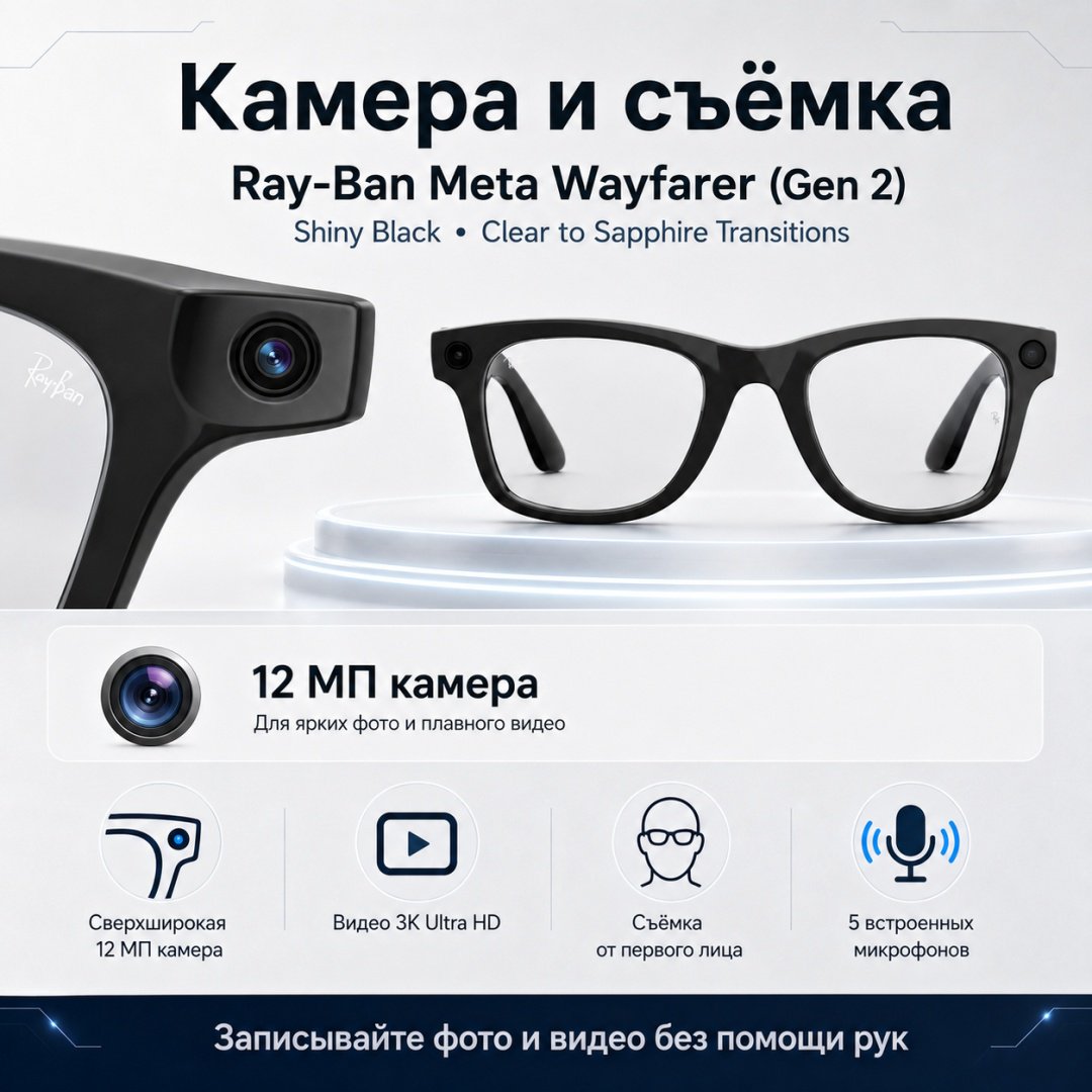 Смарт-очки Ray-Ban Wayfarer (Gen 2) черный купить,NaN