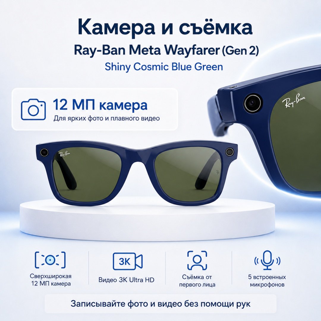 Смарт-очки Meta Wayfarer (Gen 2) синий купить,NaN