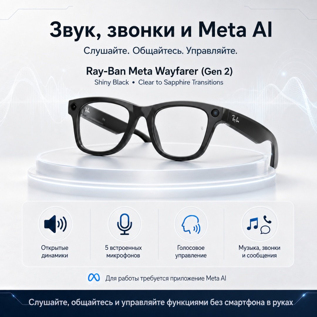 Смарт-очки Ray-Ban Wayfarer (Gen 2) черный купить,NaN