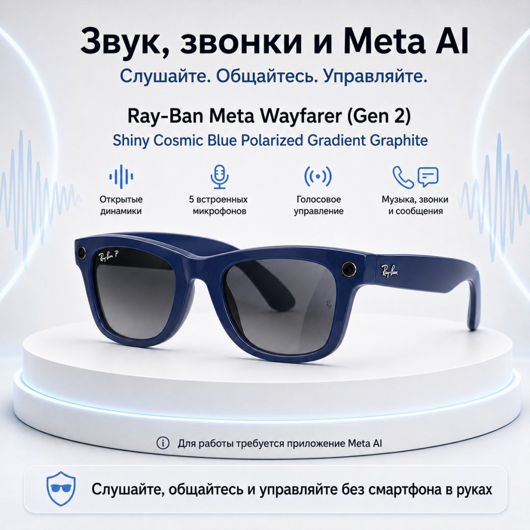 Смарт-очки Meta Wayfarer (Gen 2) синий купить,NaN