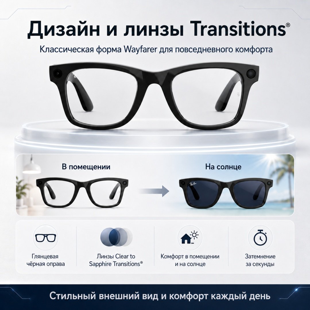 Смарт-очки Ray-Ban Wayfarer (Gen 2) черный купить,NaN