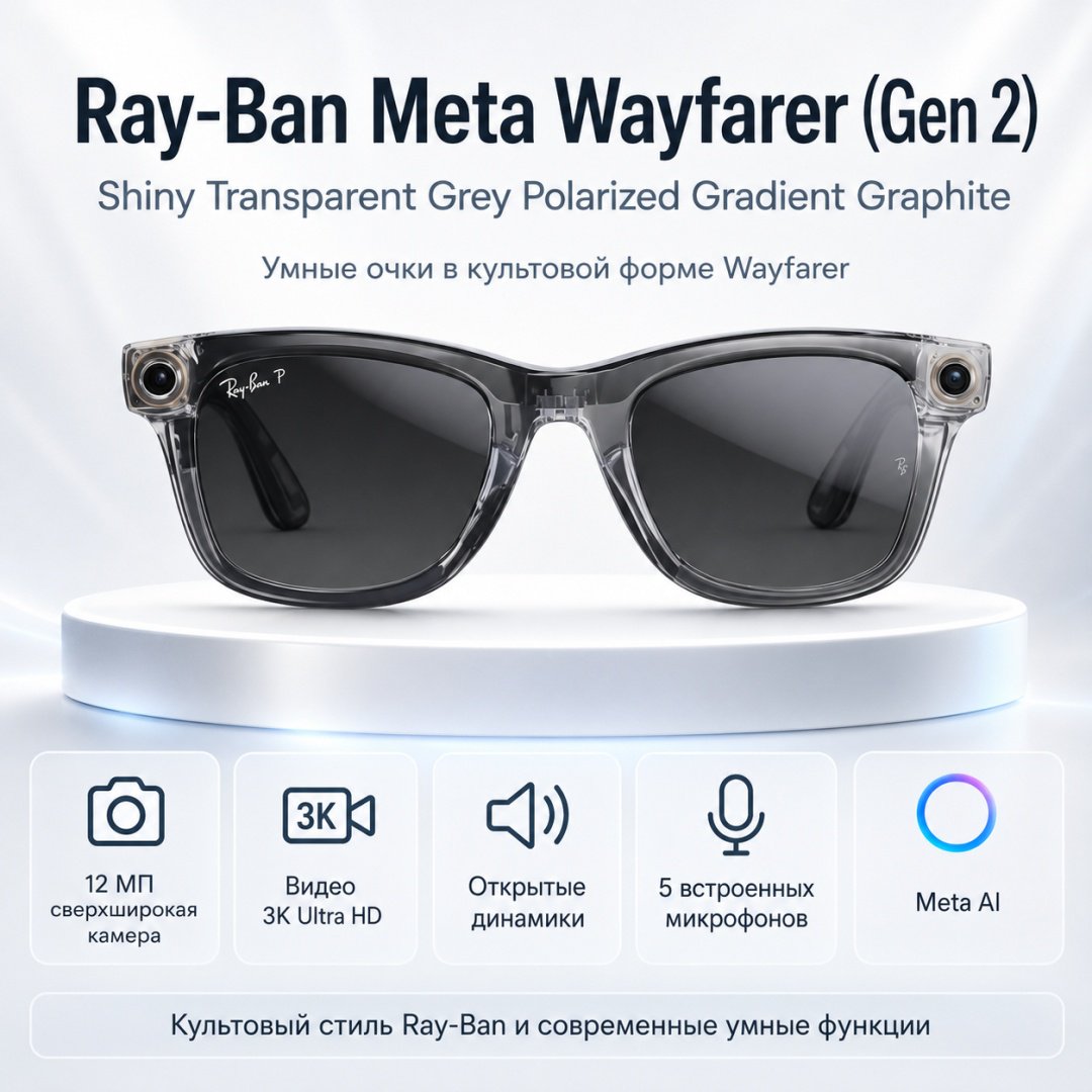 Смарт-очки Meta Wayfarer (Gen 2) прозрачный купить,NaN