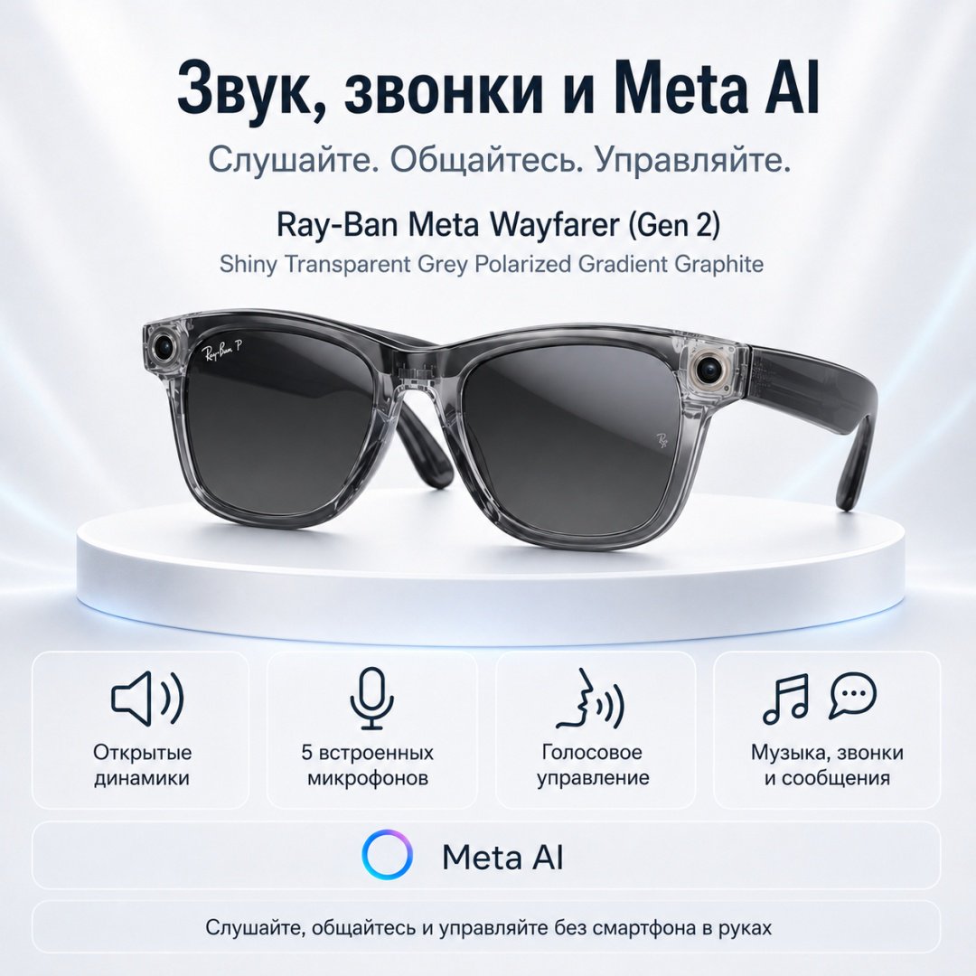 Смарт-очки Meta Wayfarer (Gen 2) прозрачный купить,NaN