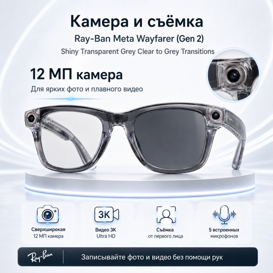 Смарт-очки Meta Wayfarer (Gen 2) прозрачный купить,NaN