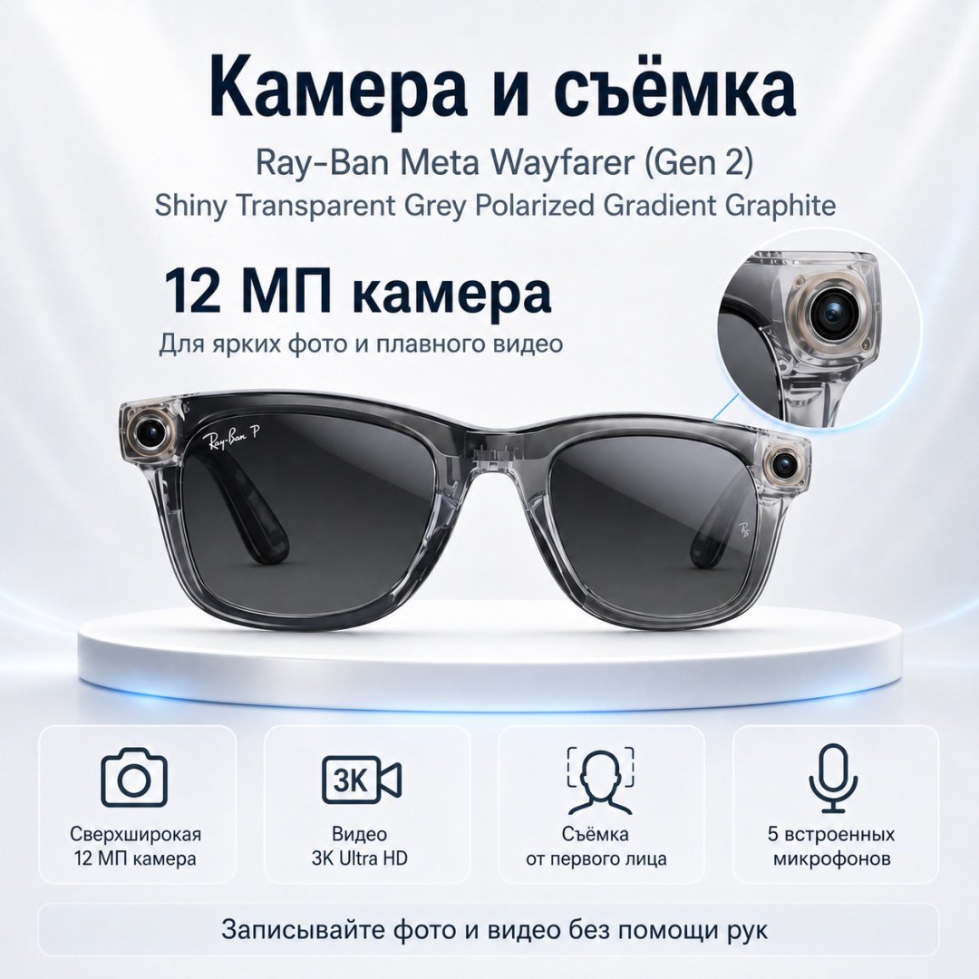 Смарт-очки Meta Wayfarer (Gen 2) прозрачный купить,NaN