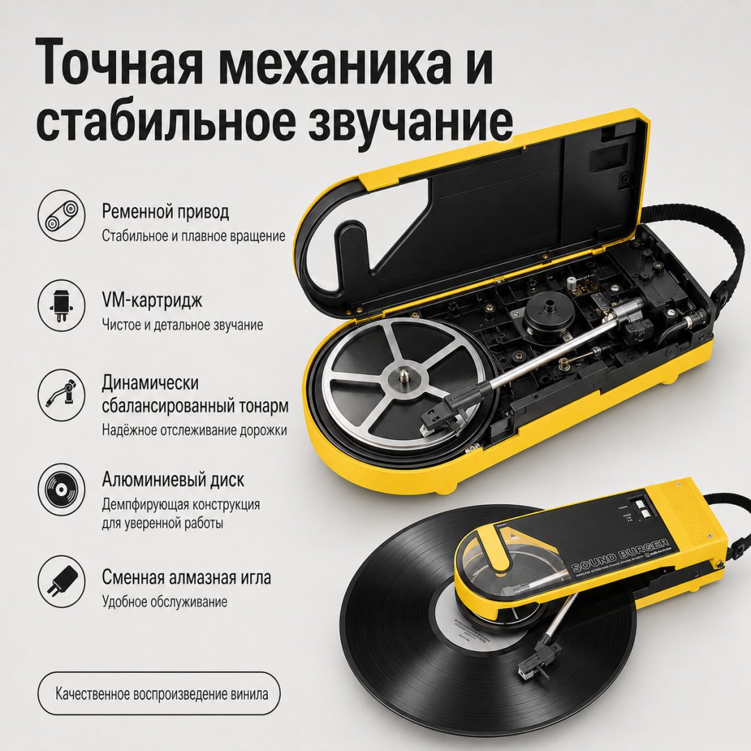 Виниловый проигрыватель Audio-Technica AT-SB727-YL желтый купить,NaN