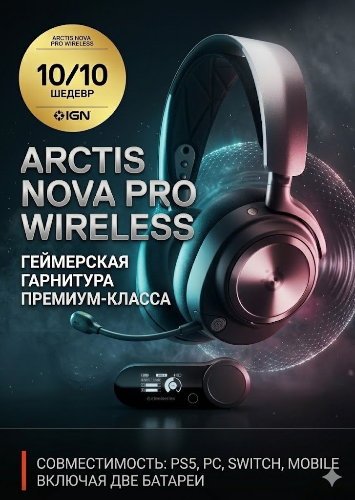Наушники SteelSeries Arctis Nova Pro For PlayStation Wireless черный купить,NaN