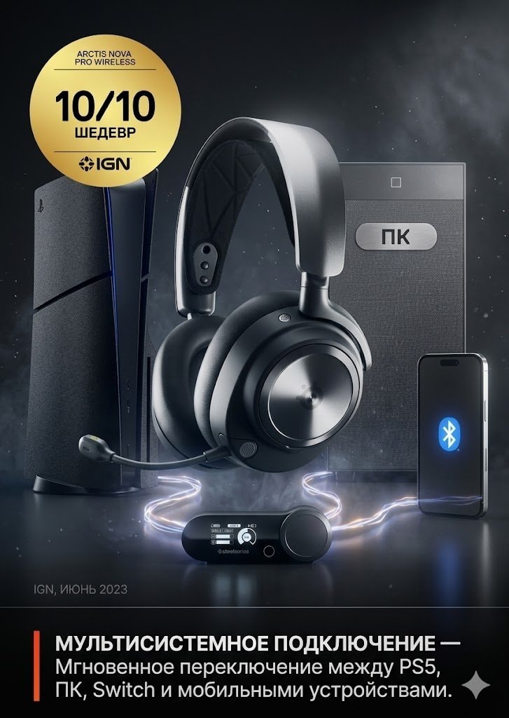Наушники SteelSeries Arctis Nova Pro For PlayStation Wireless черный купить,NaN