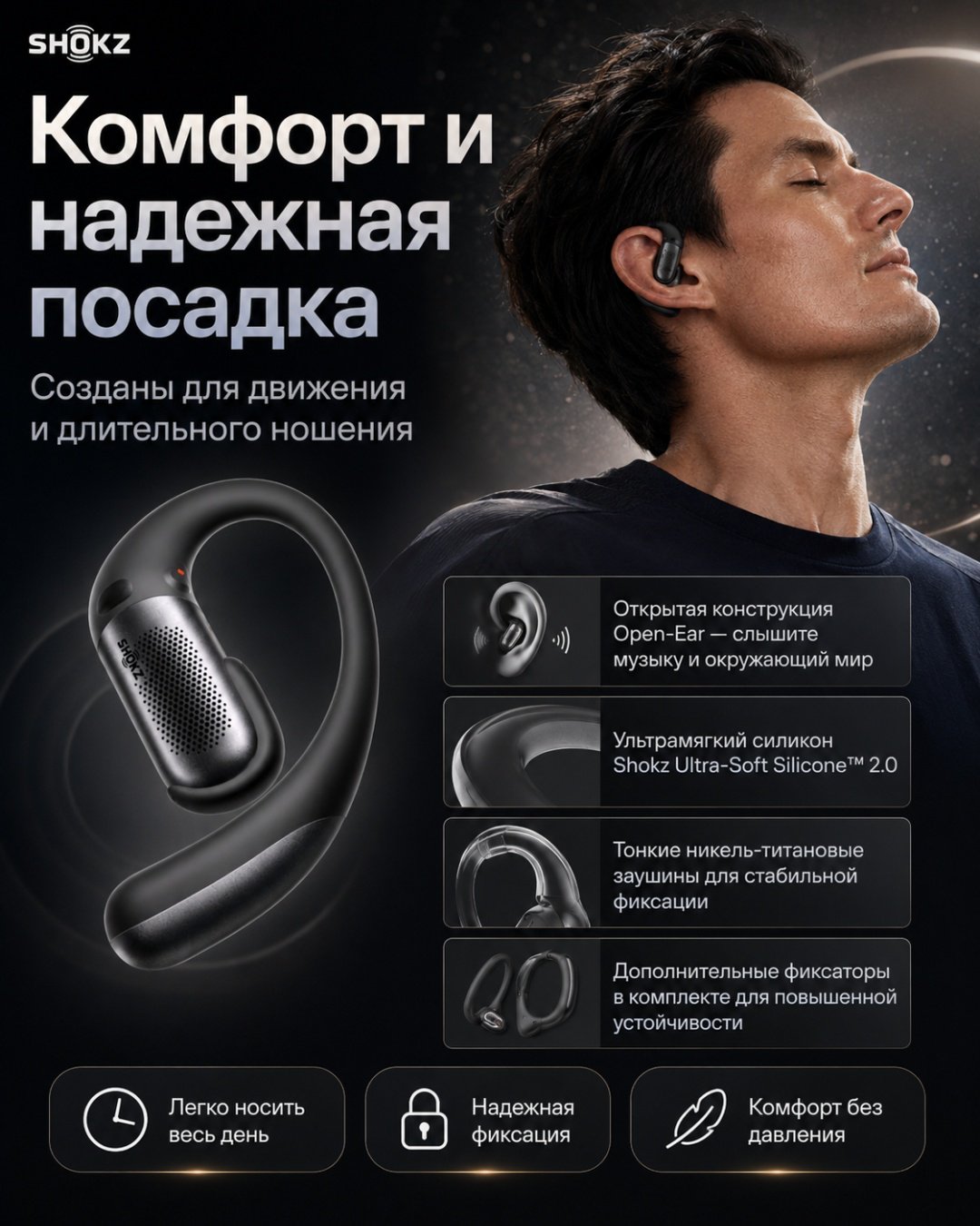 Наушники Shokz OPENFIT PRO черный купить,NaN