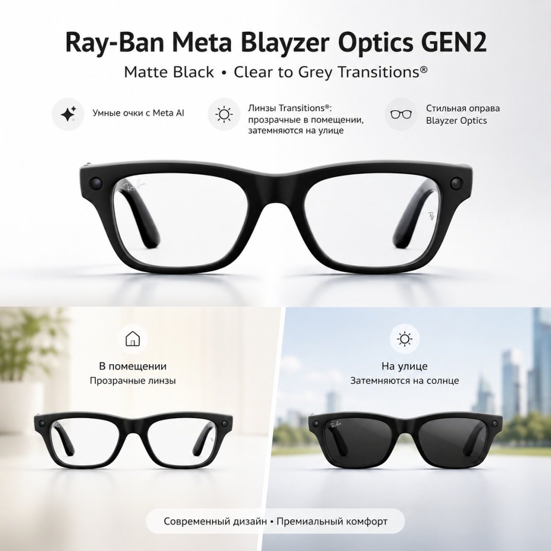 Смарт-очки Meta Blayzer Optics GEN2 черный купить,NaN