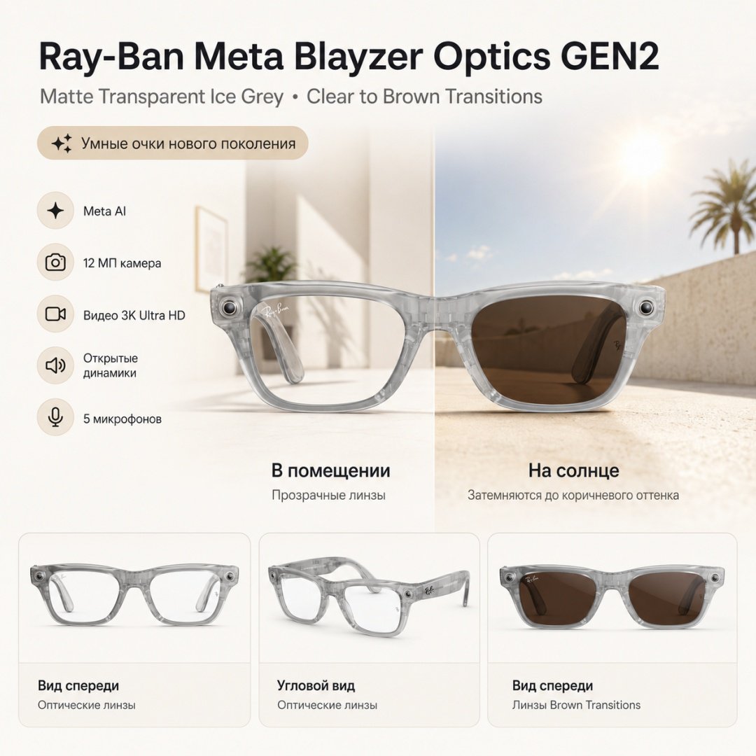 Смарт-очки Meta Blayzer Optics GEN2 прозрачный купить,NaN