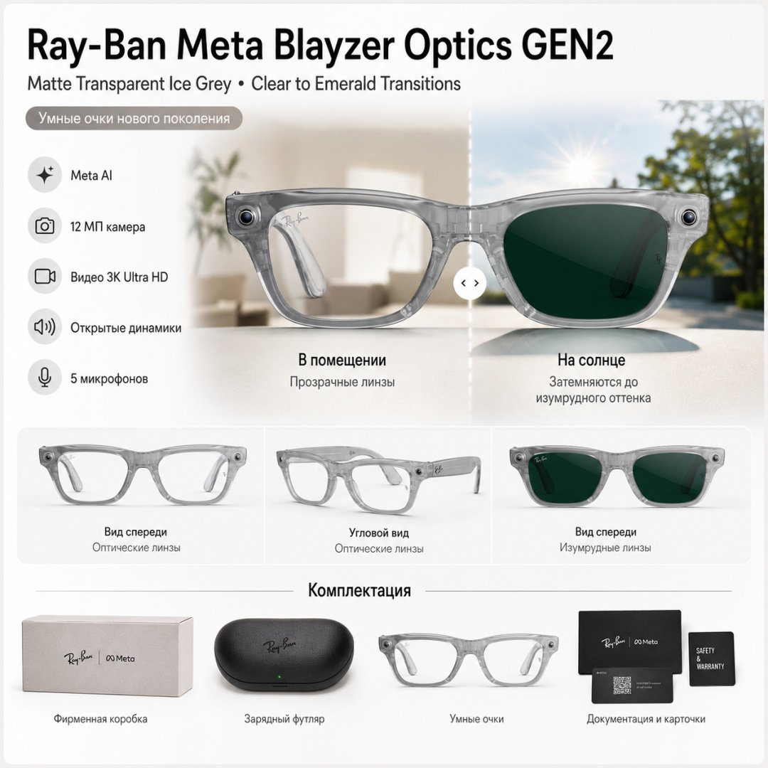 Смарт-очки Meta Blayzer Optics GEN2 прозрачный купить,NaN