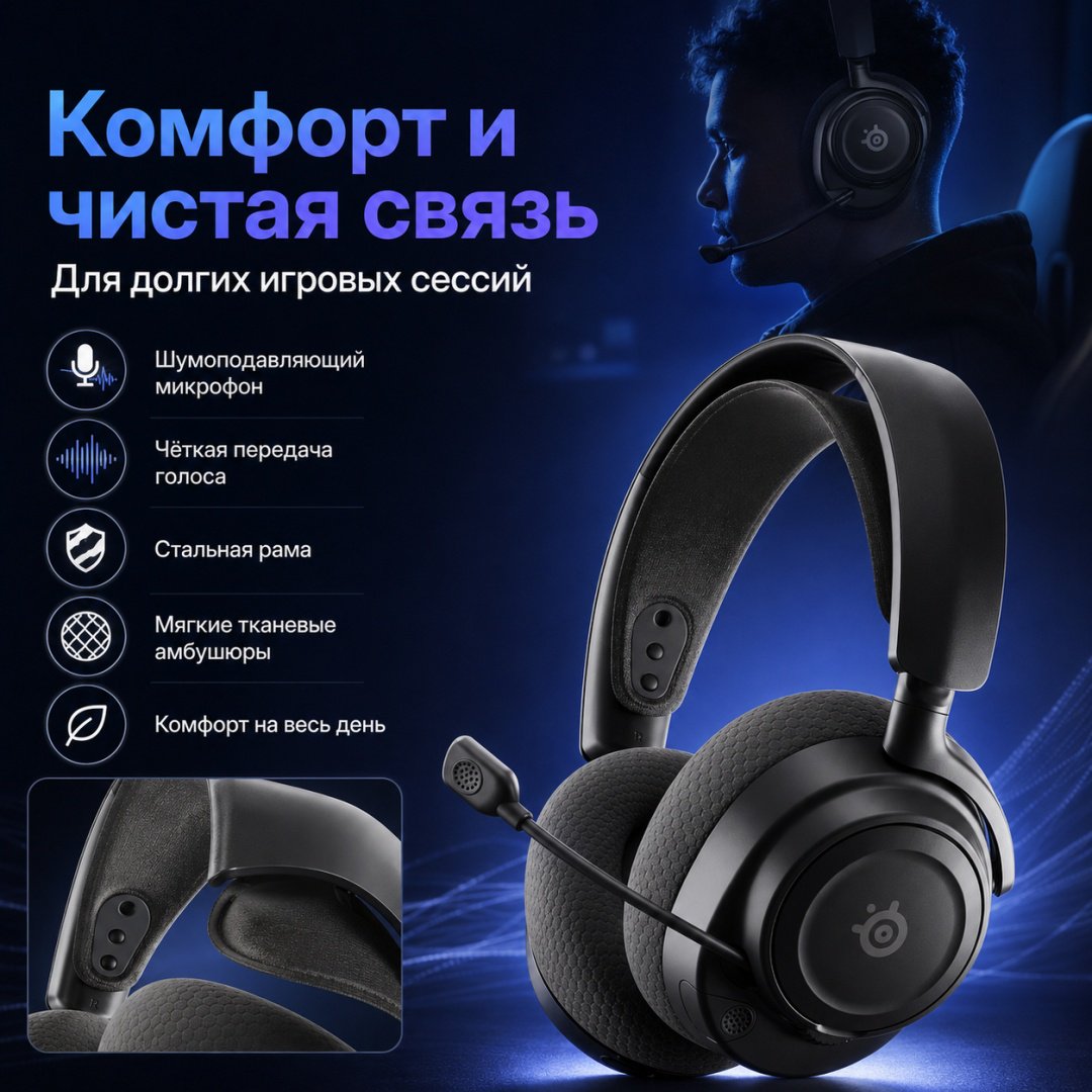 Наушники SteelSeries Arctis Nova 7P Wireless Gen 2 черный купить,171350