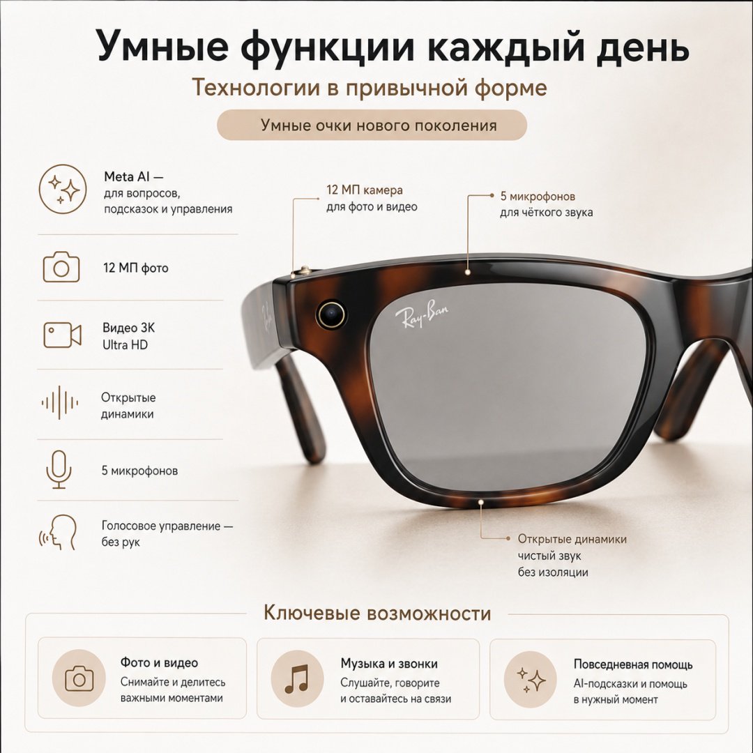 Смарт-очки Meta Blayzer Optics GEN2 коричневый купить,NaN