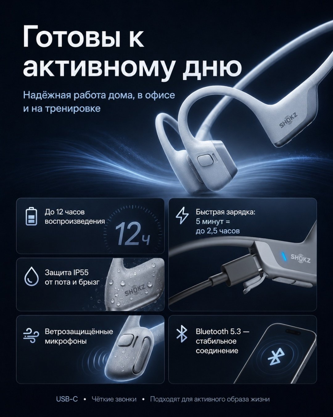 Наушники Shokz OpenRun PRO 2 S820 голубой купить,137761