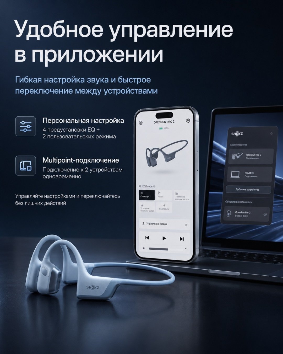 Наушники Shokz OpenRun PRO 2 S820 голубой купить,137761