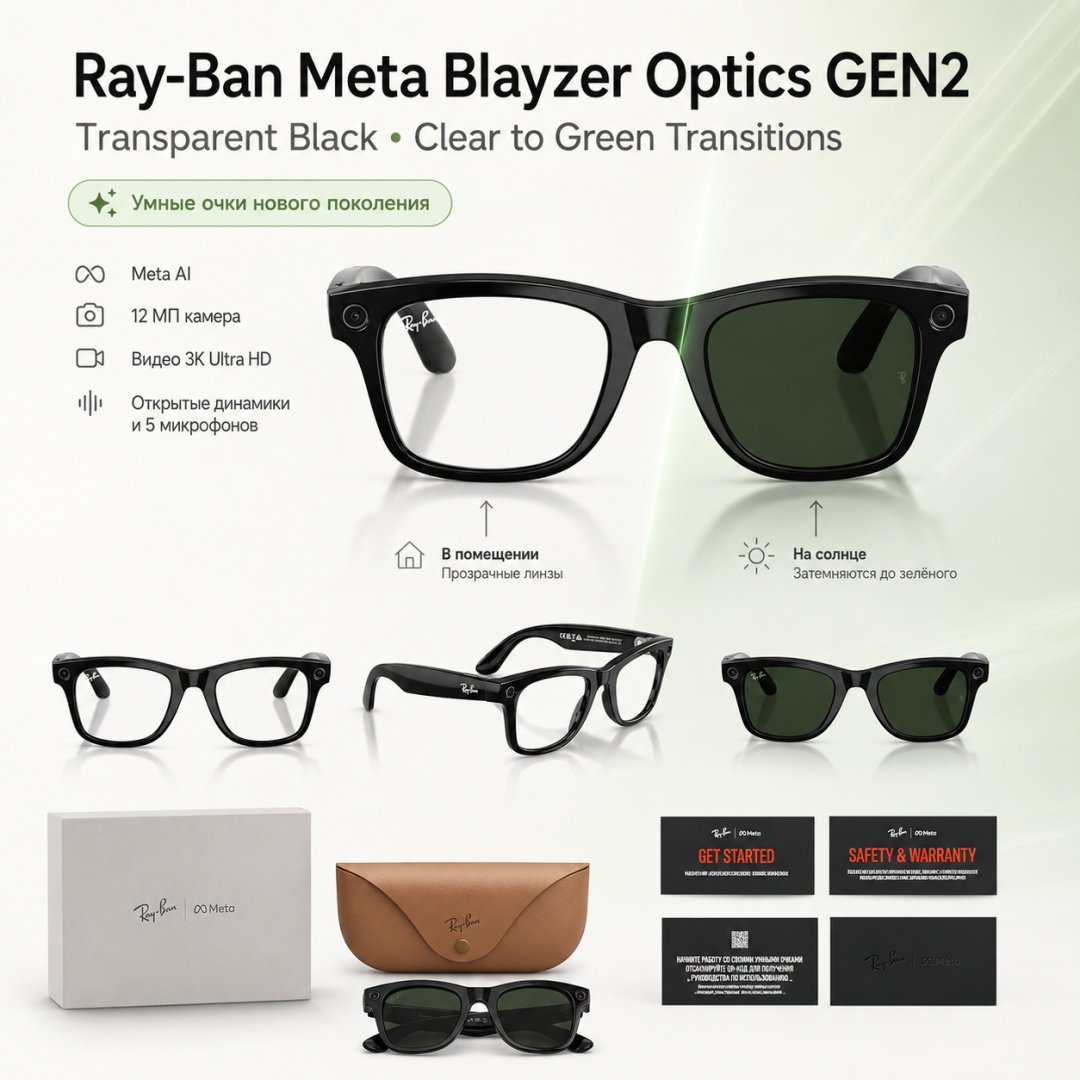 Смарт-очки Meta Blayzer Optics GEN2 Transparent черный купить,NaN