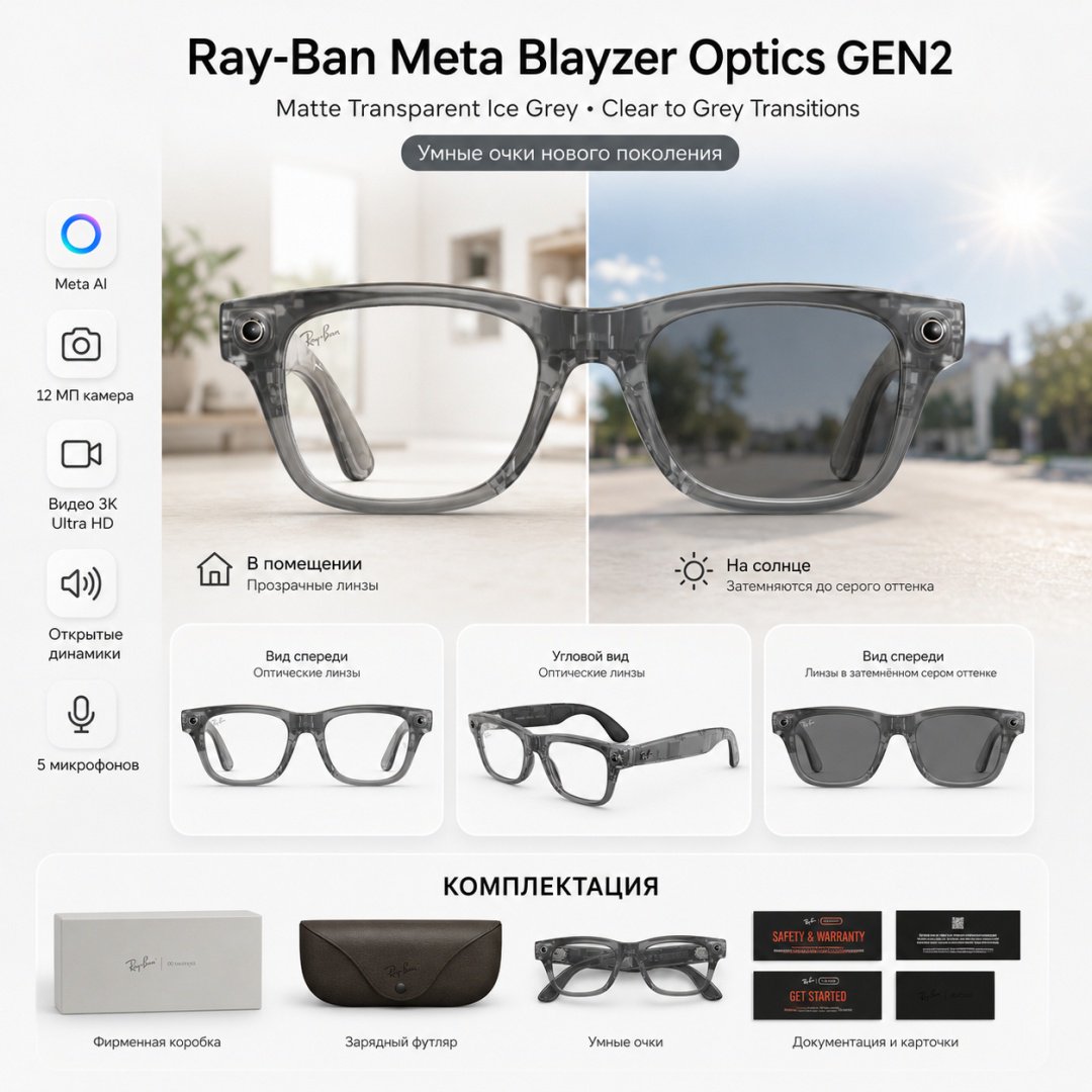 Смарт-очки Meta Blayzer Optics GEN2 Transparent прозрачный купить,NaN