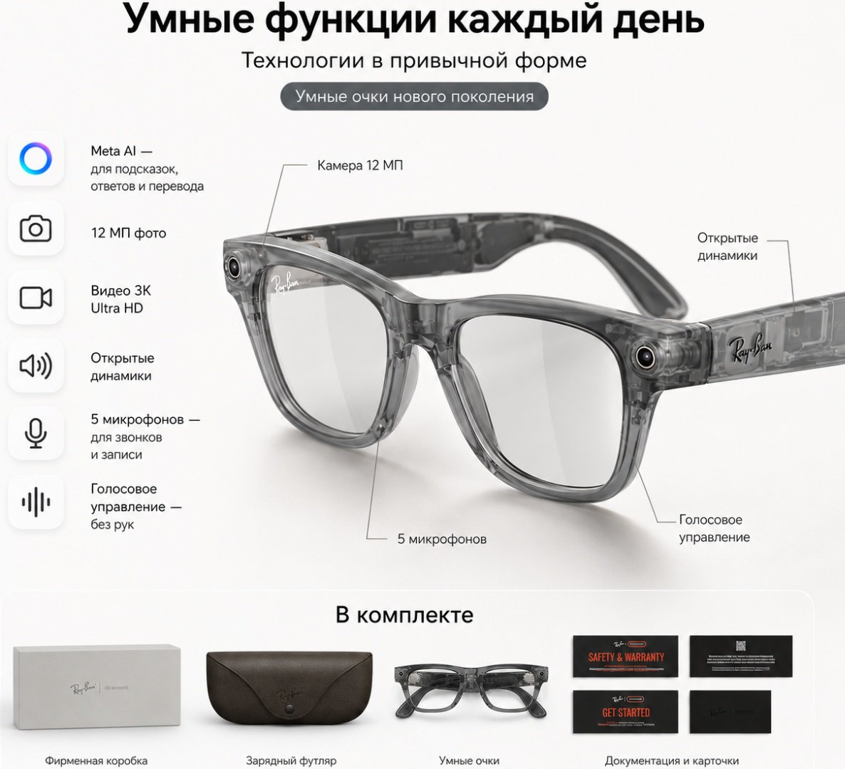 Смарт-очки Meta Blayzer Optics GEN2 Transparent прозрачный купить,NaN