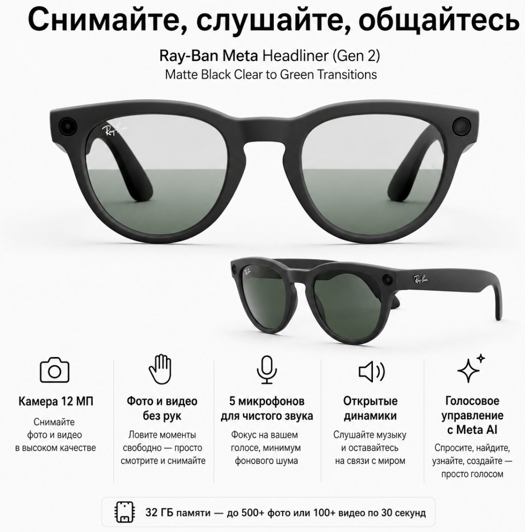 Смарт-очки Meta Headliner (Gen 2) черный купить,NaN