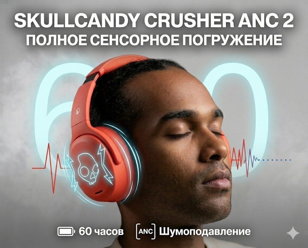 Наушники Skullcandy Crusher ANC 2 красный купить,125350
