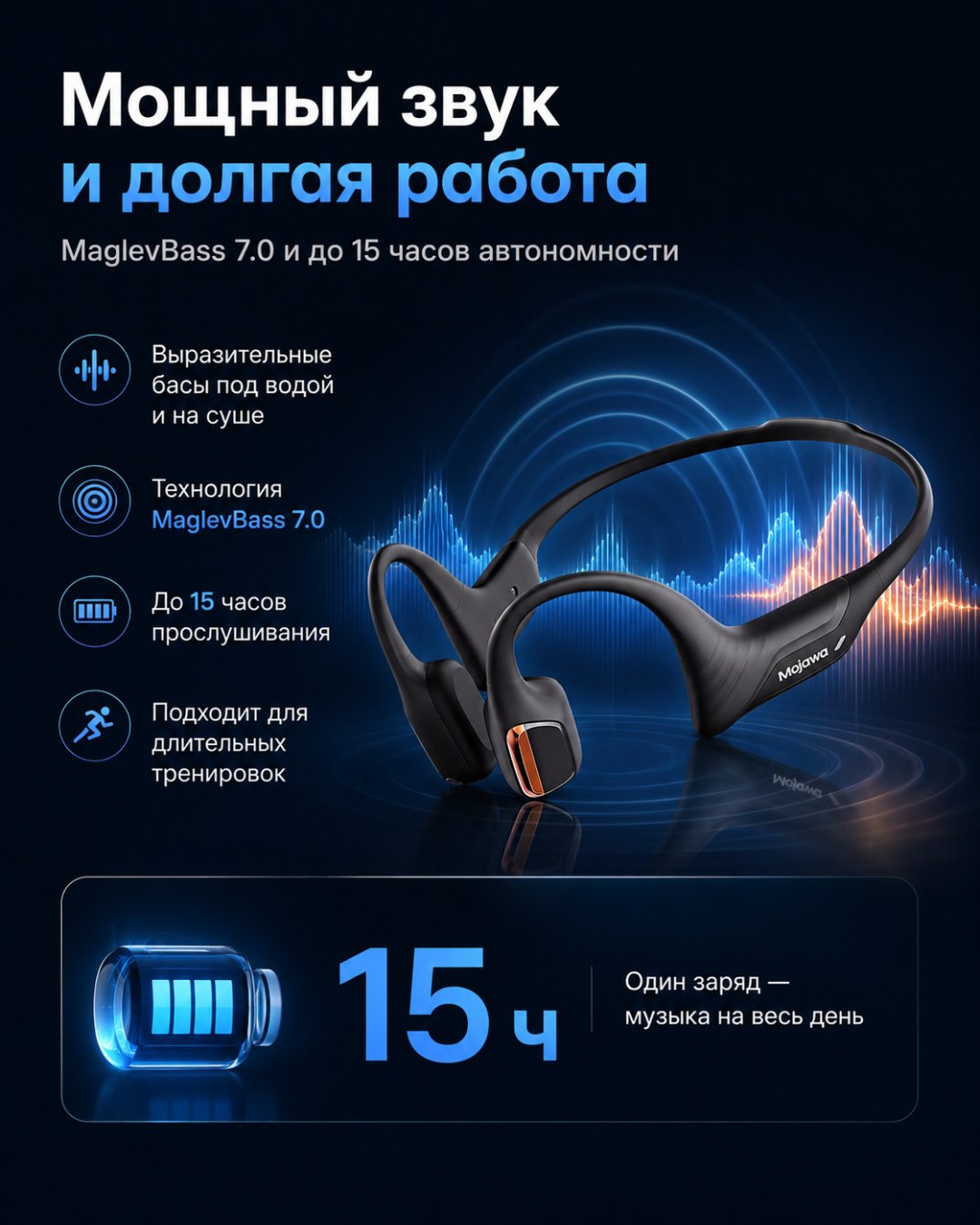 Наушники Mojawa Purra Swim IP68 черный купить,NaN