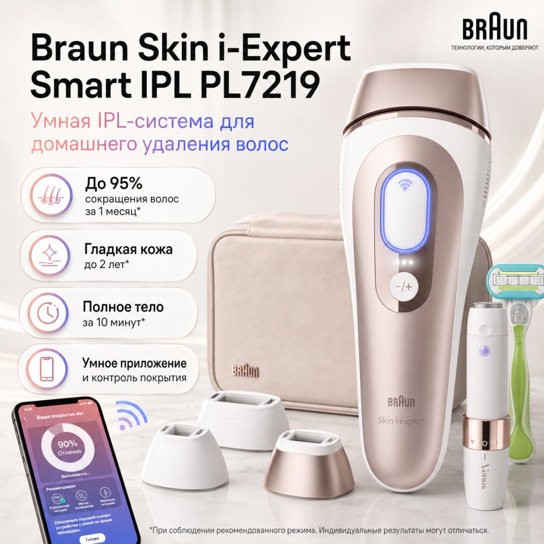 Braun фотоэпилятор Skin i-Expert Smart IPL PL7219 купить,NaN