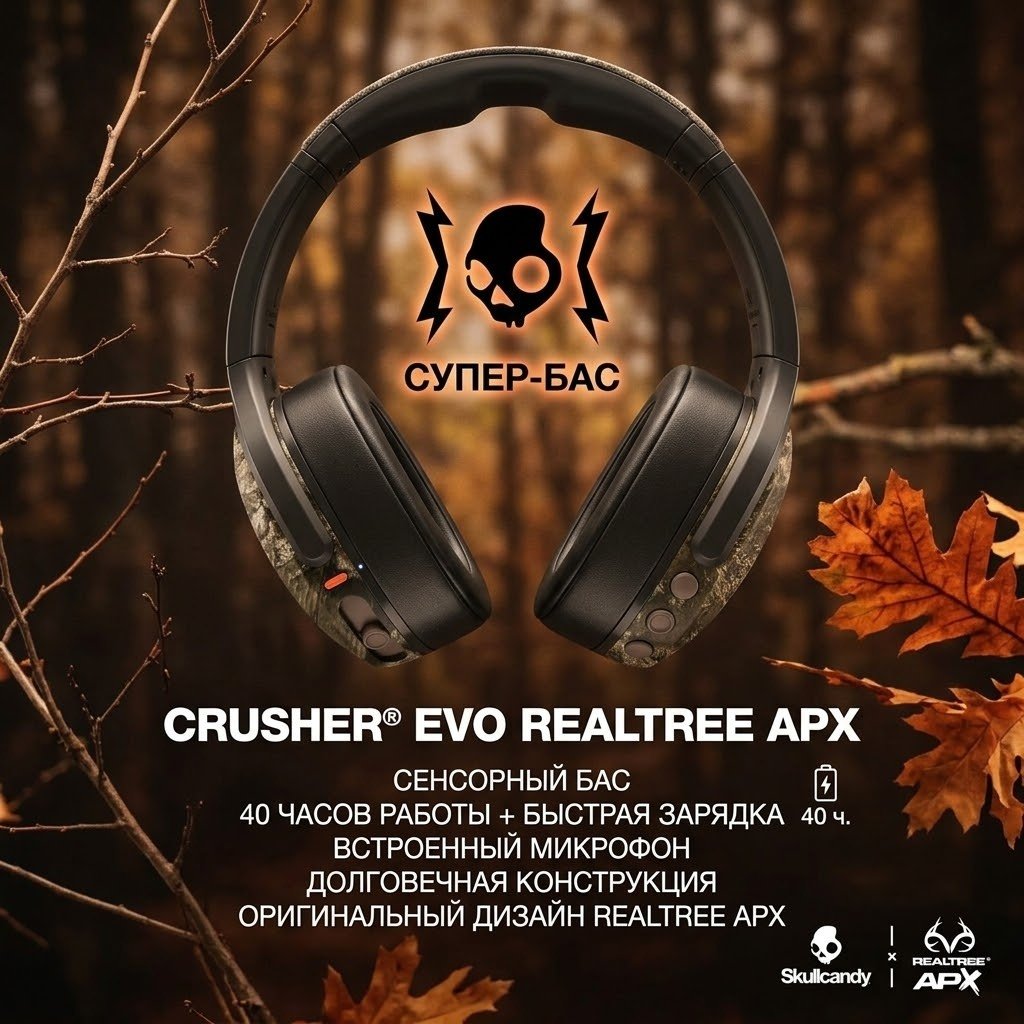 Наушники Skullcandy Crusher EVO черно-зеленый купить,100755