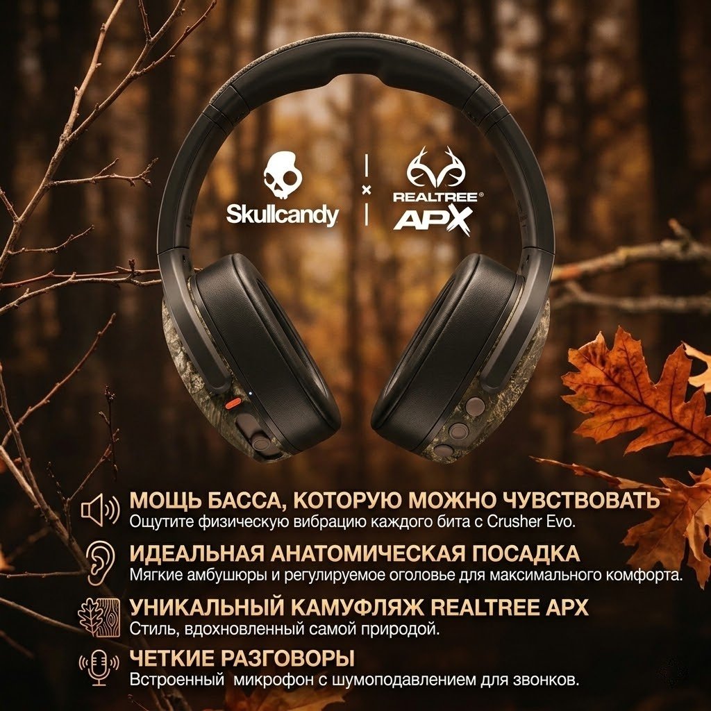 Наушники Skullcandy Crusher EVO черно-зеленый купить,100755