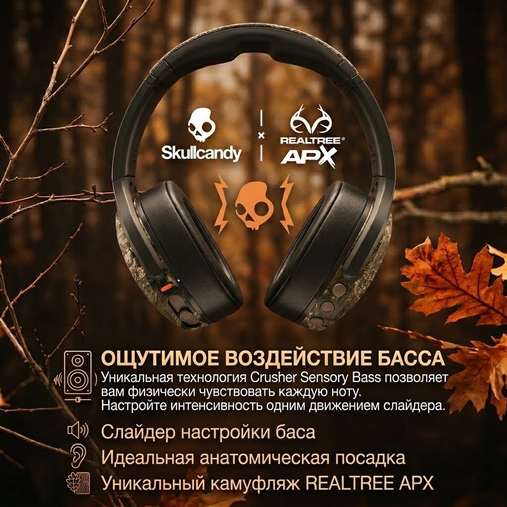 Наушники Skullcandy Crusher EVO черно-зеленый купить,100755