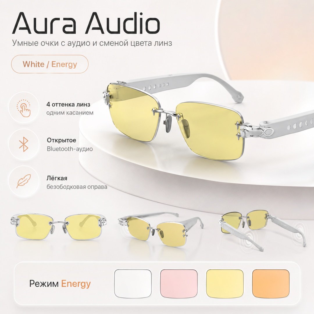 Смарт-очки Aura Audio белый купить,NaN
