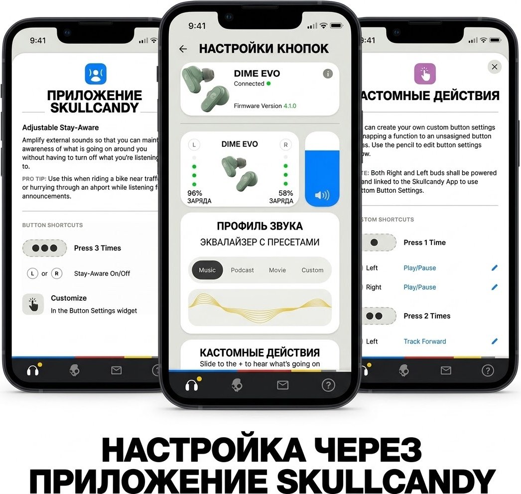 Наушники Skullcandy Dime Evo зеленый купить,NaN