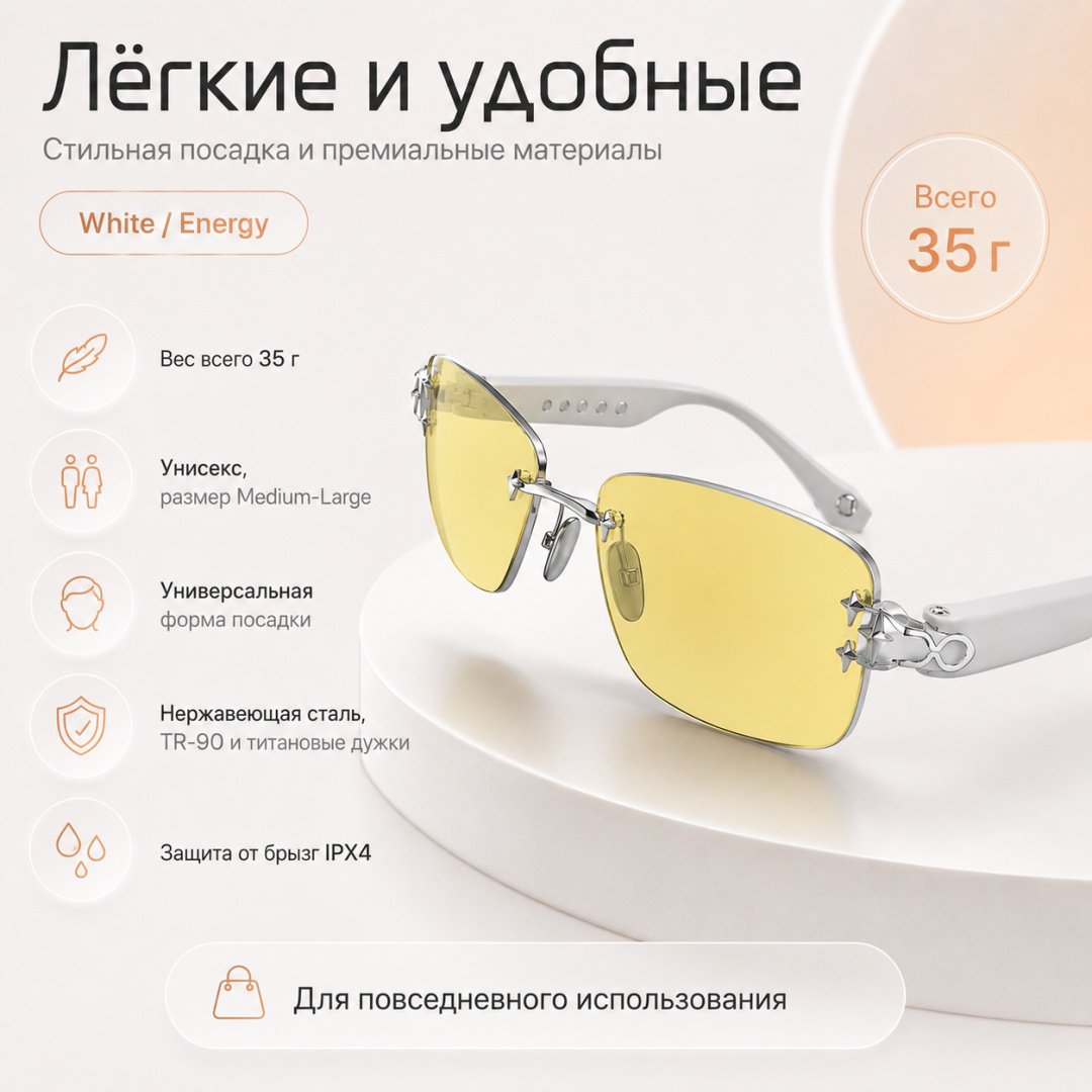 Смарт-очки Aura Audio белый купить,NaN
