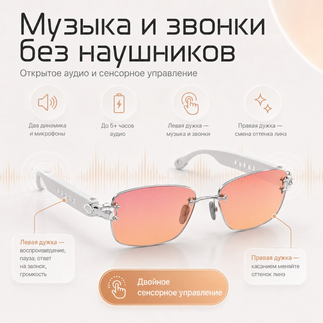 Смарт-очки Aura Audio белый купить,NaN