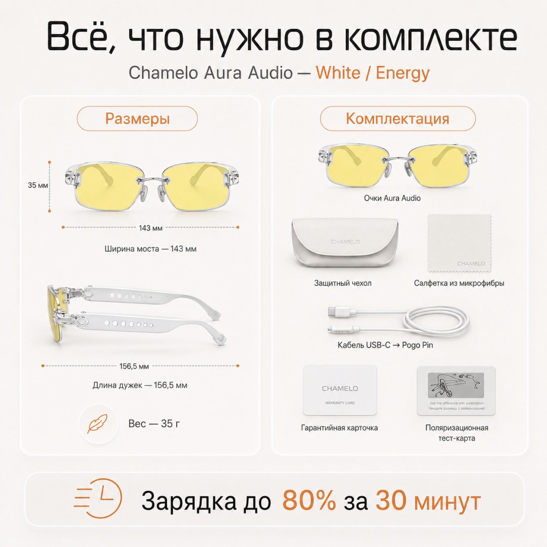 Смарт-очки Aura Audio белый купить,NaN