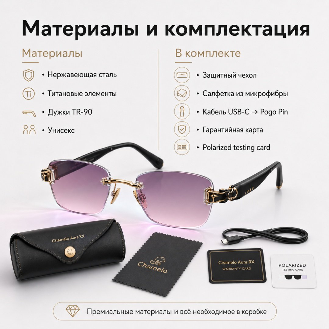 Смарт-очки Chamelo Aura RX черный купить,NaN