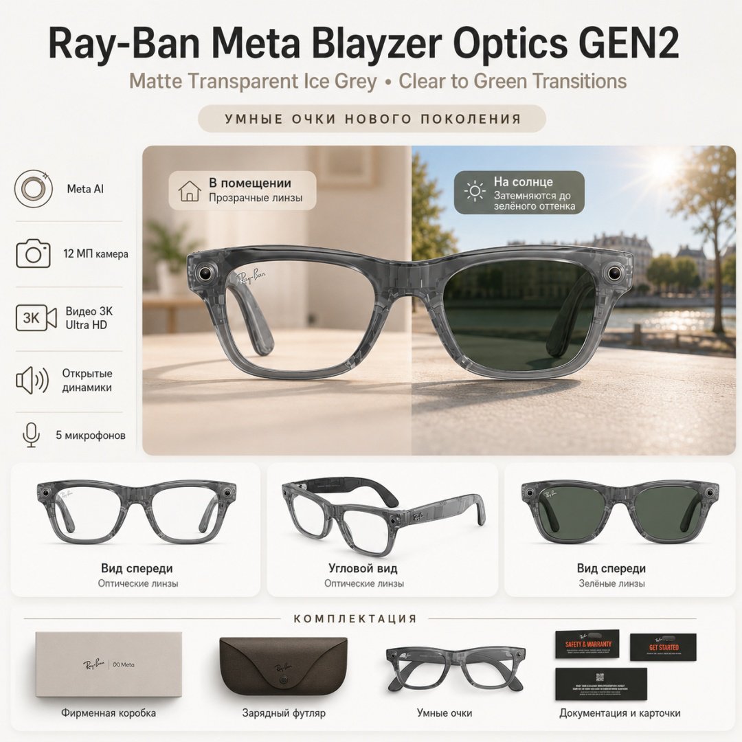 Смарт-очки Meta Blayzer Optics GEN2 Transparent прозрачный купить,NaN