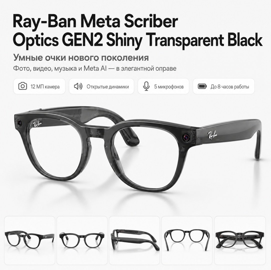 Смарт-очки Ray-Ban Meta Scriber Optics GEN2 черный купить,NaN