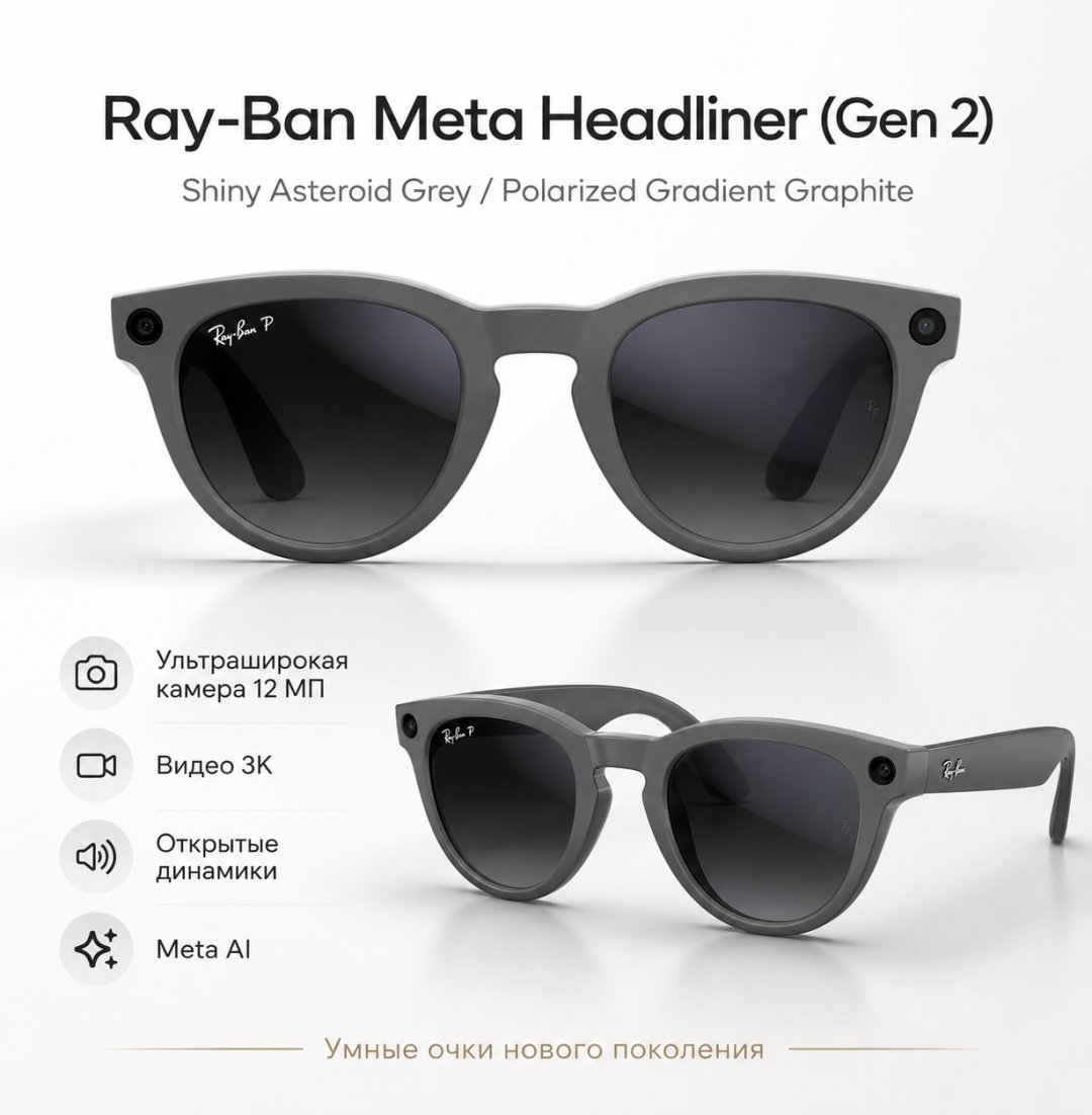 Смарт-очки Meta Headliner (Gen 2) серый купить,NaN