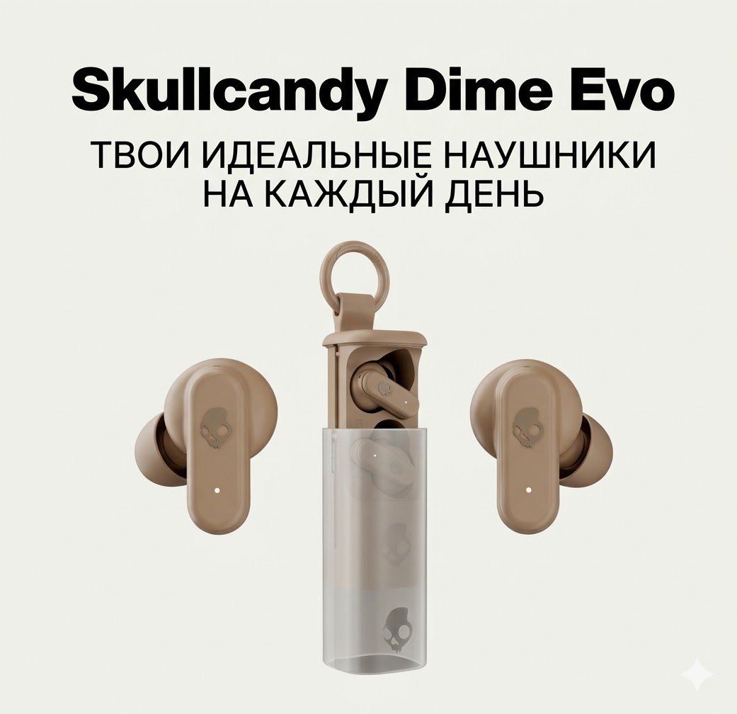 Наушники Skullcandy Dime Evo коричневый купить,NaN