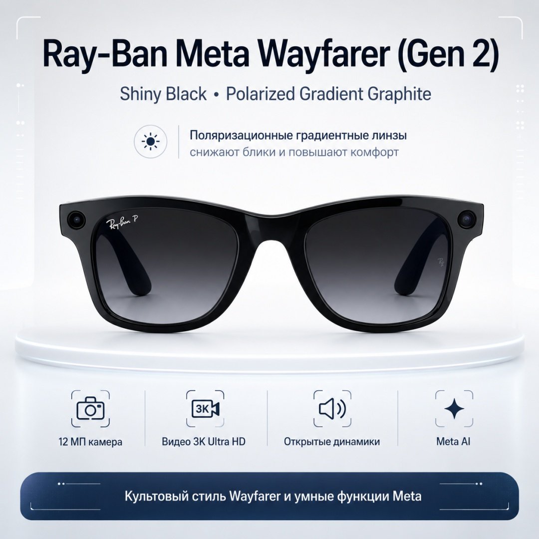 Смарт-очки Ray-Ban Wayfarer (Gen 2) черный купить,NaN