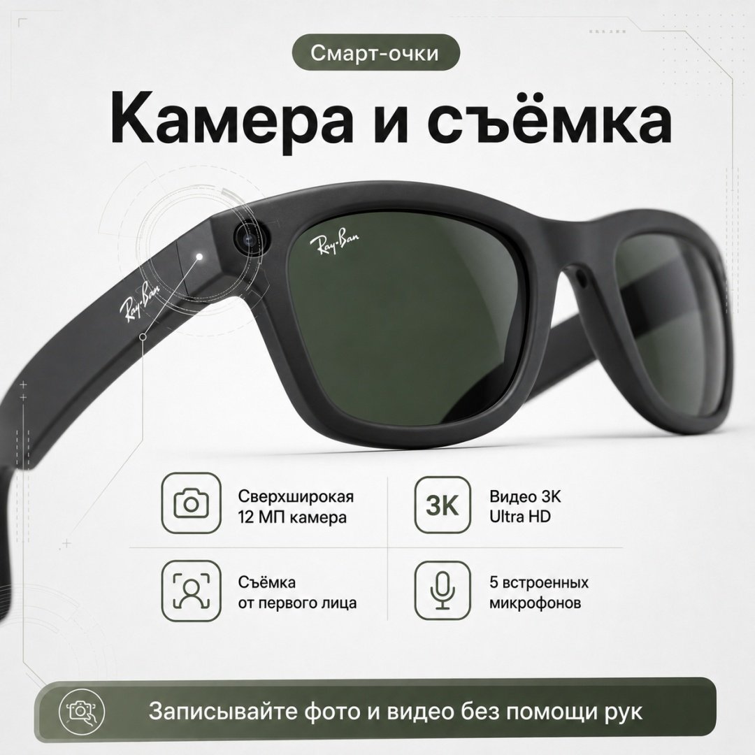 Смарт-очки Meta Wayfarer (Gen 2) черный купить,NaN
