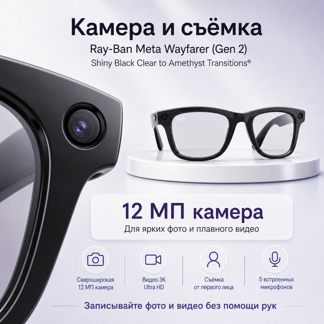 Смарт-очки Meta Wayfarer (Gen 2) черный купить,NaN