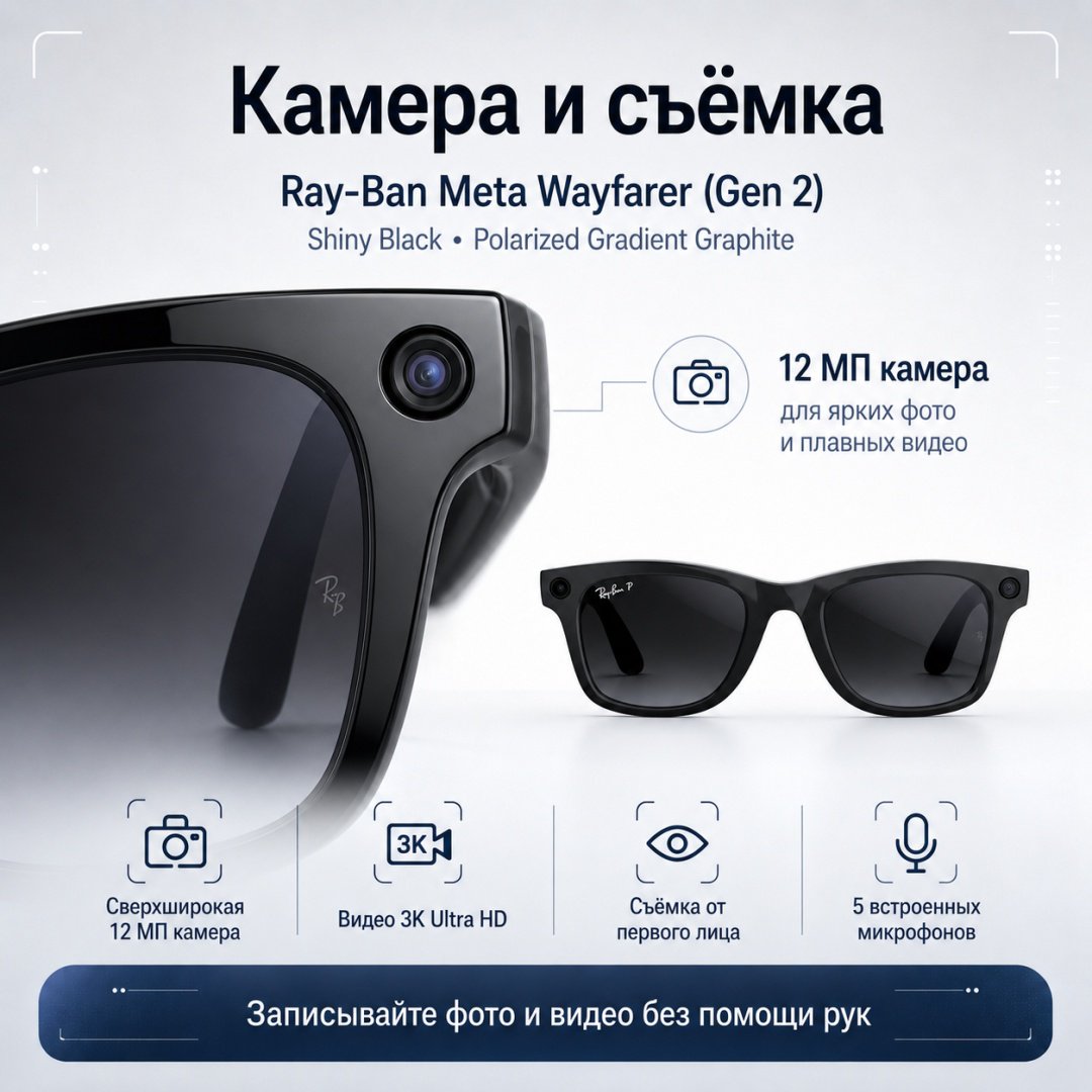 Смарт-очки Ray-Ban Wayfarer (Gen 2) черный купить,NaN